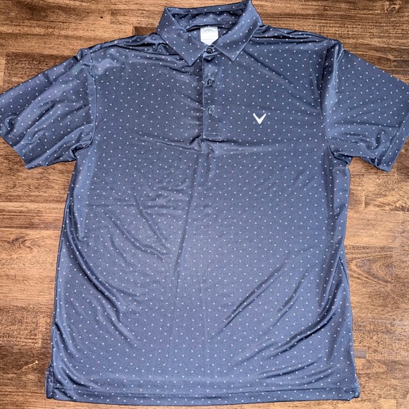 Callaway Other - Callaway Mens Golf Polo Navy Blue AOP Logo Print Performance Stretch Size M